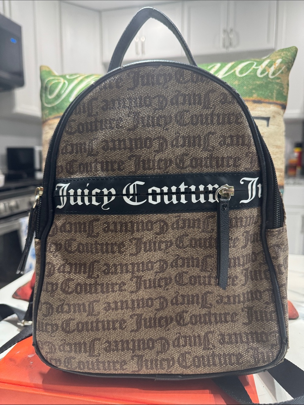 Juicy Couture Brown Monogram Logo Mini Backpack